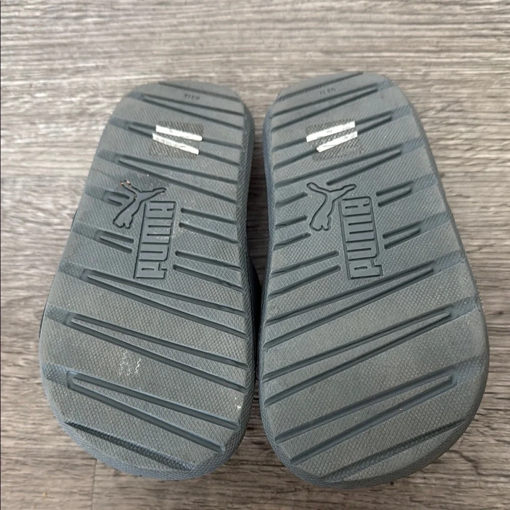 Puma Kids Black and Gray Slide Sandals